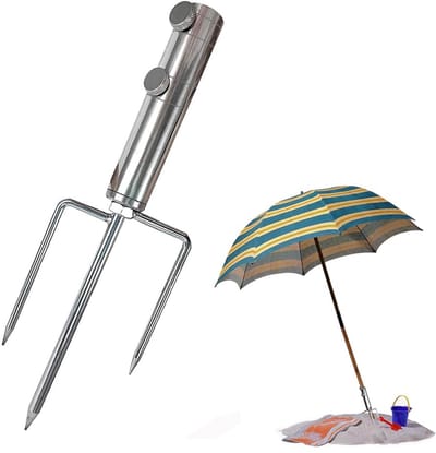 Parasolstandaard voor strand, parasolanker voor het strand, parasol met spies, houder voor parasol van staal, afneembare parasolhouder, parasolhouder