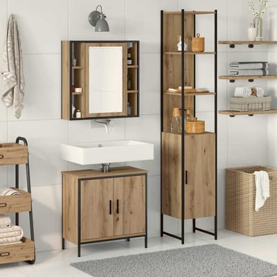 vidaXL - Badkamermeubels - 3 - st - Bruin - 33 - x - 33 - x - 185,5 - cm - Bewerkt - hout