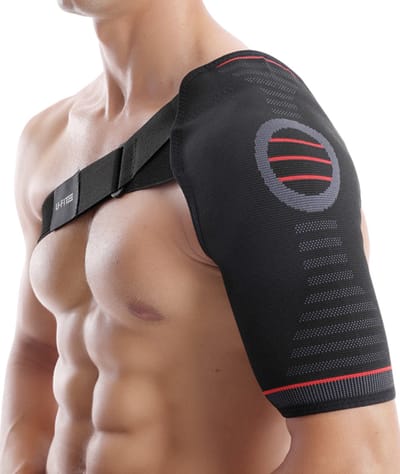 U Fit One Compressie Schouder Brace - Verstelbare Schouderbandage - Unisex - Orthopedische Schouderbrace - Zwart - S/M