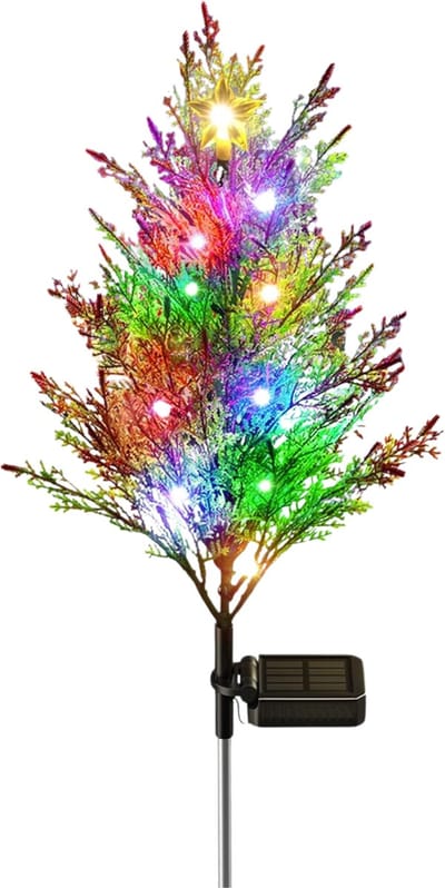 Home & Marker - Lichtboom op Zonne-energie voor Binnen & Buiten - Kerstverlichting figuur - Kerstboom met Verlichting en Gloeiende Sterren - Waterdicht IP65 - Decoratieve Tuinlamp - CUPRESSUS