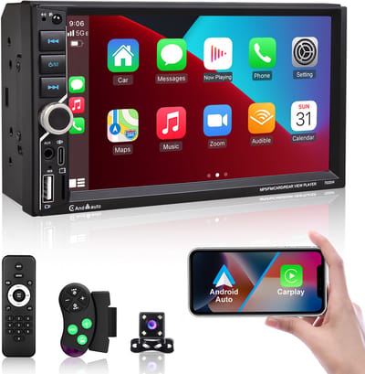 ESSGOO 2 Din Autoradio - 7" Touchscreen - Draadloos Apple CarPlay & Android Auto - Bluetooth, USB, TF, AUX, SWC - Achteruitrijcamera