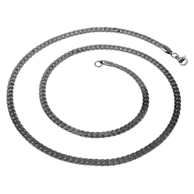 60cm x 4mm Ketting Unisex - Gepolijst Roestvrij Staal - Platte Slangenketting