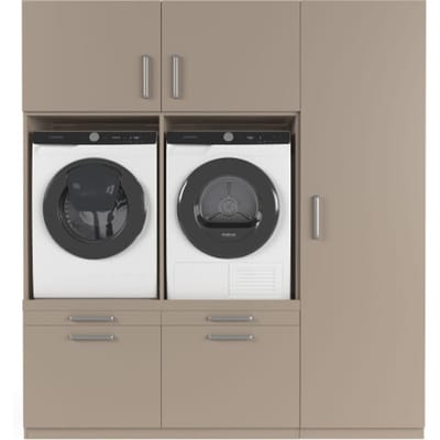 Wasophoogte® Wasmachine Kast Kyoto - Wasmachine verhoger - Wasmachine ombouw - 700(D)*1930(B)*2110(H) mm - Taupe