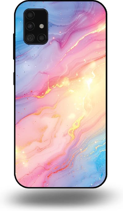Smartphonica Telefoonhoesje Geschikt voor Samsung Galaxy A51 met Regenboog Glitter Marmer Opdruk - TPU Backcover Case Rainbow Glitter Marble Design geschikt voor Samsung Galaxy A51
