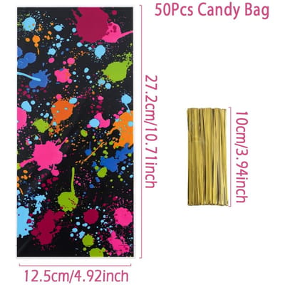 50 stuks/set Kleurrijke Graffiti Snoepzak Cadeauverpakkingszak Verjaardagsfeestartikelen Bruiloft Babyshower Cadeauzak 50pcs