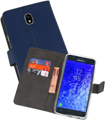 Booktype Telefoonhoesjes - Bookcase Hoesje - Wallet Case - Geschikt voor Samsung Galaxy J7 2018 - Navy