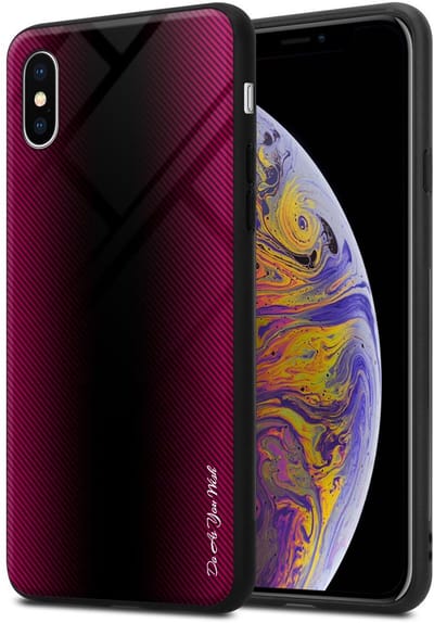 Cadorabo Hoesje geschikt voor Apple iPhone XS MAX in PAARS ROZE - Beschermhoes gemaakt van TPU silicone Case Cover en achterkant van gehard glas