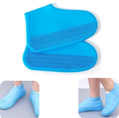 1 paar schoenhoezen - waterdichte schoenhoezen - antislip schoenhoezen - bescherming voor schoenen - siliconen schoenhoezen - herbruikbaar - uitschuifbaar - unisex - geschikt voor regenachtige dagen, fietsen, wandelen (blauw, 29*16,5 cm)