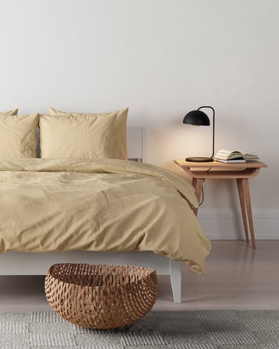 Mistral Home - DEKBEDOVERTREK - gewassen katoen - 140 x 200 cm + 65 x 65 cm - eenpersoons - bicolor - geel