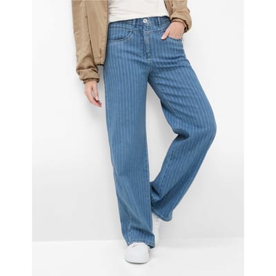 Raphaela by Brax Dames Palazzobroek  Style LAURA FLARED BLEACHED, denim lichtblauw, maat 44
