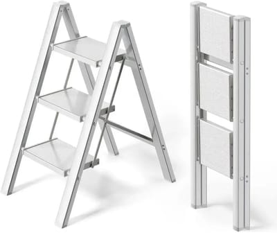 Trap - Huishoudtrap - Keukentrap - Ladder - 4-Treden Opvouwbare Aluminium Trap – Lichtgewicht Ladder met Brede Antislip Treden (101 cm)