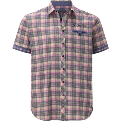 Jan Vanderstorm herren Overhemd Met Korte Mouwen - 41/42 - fuchsia - Plus Size