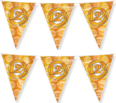 Paperdreams jubileum 12,5 jaar getrouwd vlaggetjes - 2x - 10m - folie