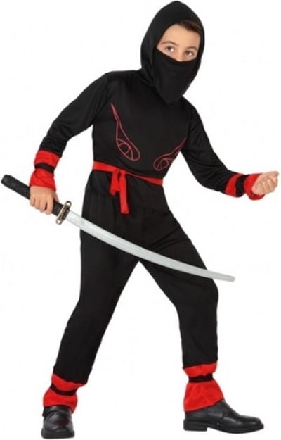 Atosa Ninja verkleedkleding kostuum - voor jongens - carnaval - zwart 116