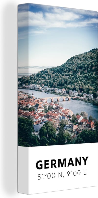 Canvas Schilderij Duitsland - Heidelberg - Zomer - 20x40 cm - Wanddecoratie