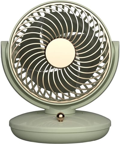 KZQ Drie Snelheden Usb Desktop Ventilator Met Ingebouwde 1800mAh Batterij - Stille Biomimetic Ventilator Met 140° Kantelhoek En Automatische Oscillatie - Draagbaar Voor Thuis Kantoor En Kamperen - Groen