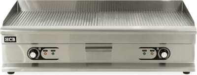 HCB® - Professionele Horeca Bakplaat - geribbeld - 400V - RVS / INOX - Electrisch Grill apparaat - 52x100x33 cm (DxBxH) - 51 kg - 7290