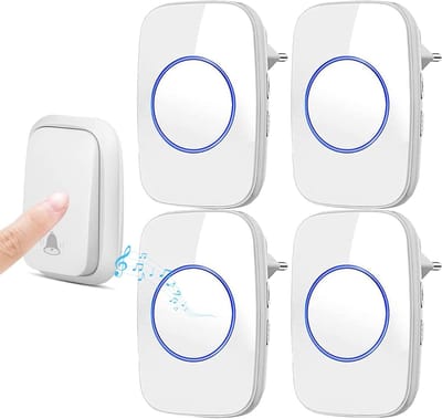 Draadloze Deurbel Kit - Bel Systeem - Bezoekers Ontvangen - Zonder Batterijen - 200M Bereik - Wit