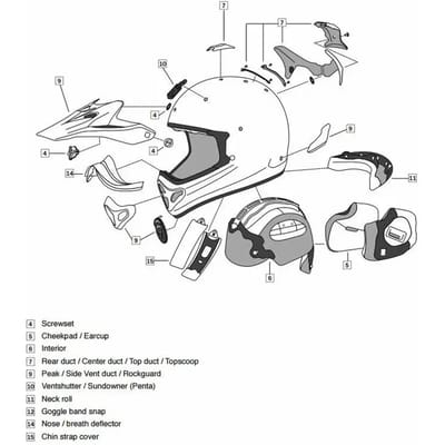 Motorhelm schuim Arai Penta Pro off road