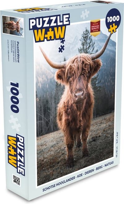 Puzzel Schotse hooglander - Koe - Dieren - Berg - Natuur - Legpuzzel - Puzzel 1000 stukjes volwassenen