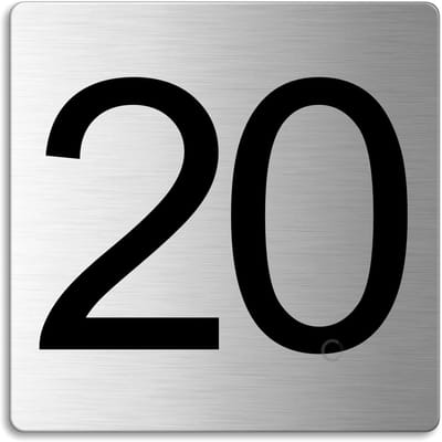 Deurnummer Bordje - Huisnummer Sticker - Deur Markering - Zelfklevend Roestvrij - 85x85 mm - Zilver
