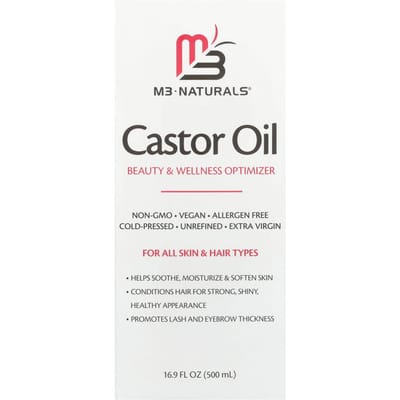 M3 Naturals, Huile de ricin, pour tous les types de peau et de cheveux, 16,9 fl oz (500ml) white