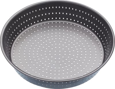 MasterClass Crusty Bake 23 cm Diepe Geperforeerde Bakvorm met Antiaanbaklaag - Robuuste 1mm Koolstofstaal 9 Inch Rond Bakblik