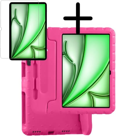 Hoesje Geschikt voor Apple iPad Air M3/M4 (2025/2026) - 11 inch - Met Screenprotector - Kinderhoes Shockproof Bumper - Kidsproof Case - Tablet Hoes - Kinder Hoes Cover - Roze