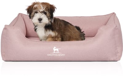 Knuffelwuff orthopedisch hondenbed Luisa van velours met fijn handgeweven karakter Sunshine Edition M-L 85 x 63cm roze