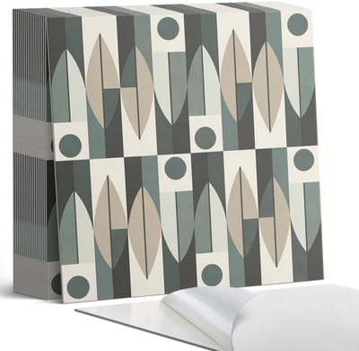 Coloray Plaktegels - Abstract geometrisch patroon Zelfklevende Tegels - 20 cm x 20 cm - Grijs Plaktegels - 20 stuks - Vierkant PVC Tegels - Plaktegels Badkamer - Plaktegels Vloer - Vinyl Tegels Zelfklevend - Wandtegel Zelfklevend