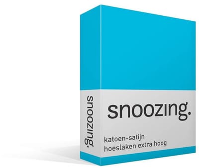 Snoozing - Katoen-satijn - Hoeslaken - Extra Hoog - Eenpersoons - 70x200 cm - Turquoise