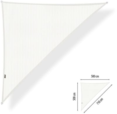 Shadow Comfort® Driehoek 90° schaduwdoek - UV Bestendig - Zonnedoek - 500 x 500 x 710  CM - Arctic White