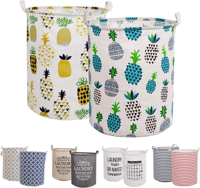2 Stuks Wasmanden 17,7 Inch - Opvouwbare Katoenen Sorteerder voor Wasgoed, Waterdichte Mand, Multifunctioneel