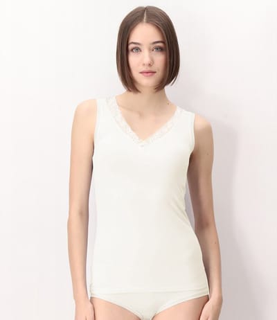 Oroblu Dames Perfect Line Cashmere - Lace Top Ivory