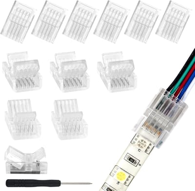 LED Strip Connectoren - Verbindingsstukken - Verlichting Installeren - Soldeerloos - 10 mm - Transparant