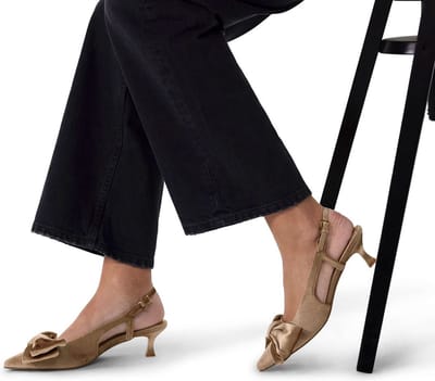 Manfield - Dames - Taupe velours slingbacks met strik - Maat 36