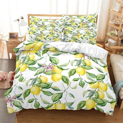 3D Zomer Tropisch Fruit Dekbedovertrek met Kussensloop King Full Size Queen Tweepersoonsbed Quilt Hoes Linnen Enkel Twin Beddengoedsets 173x218cm 2pcs