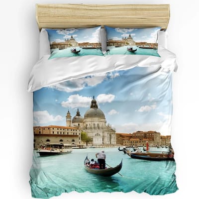 Santa Maria Della Salute Kerk Venetië Italië Dekbedovertrek Bed Beddengoed Set Huis Quilt Overtrek Kussenslopen Beddengoed Set Geen Laken EU single(135x200cm)