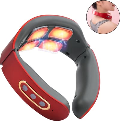 longziming -1 stuke Nekmassageapparaat met Warmte – Draagbare Handenvrije Massager met 6 Modi en 9 Intensiteitsniveaus – Diepe Spiermassage voor Nekpijn en Spierspanning