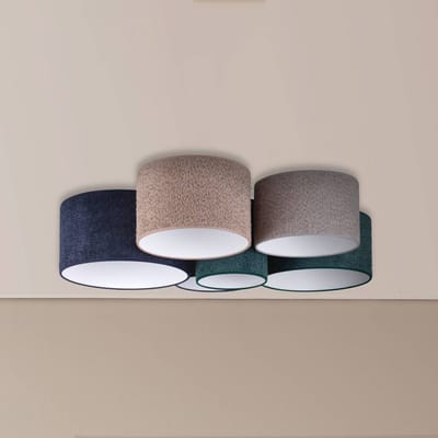 Euluna Plafondlamp Boucle 6-lamps blauw/groen/cappuccino/grijs