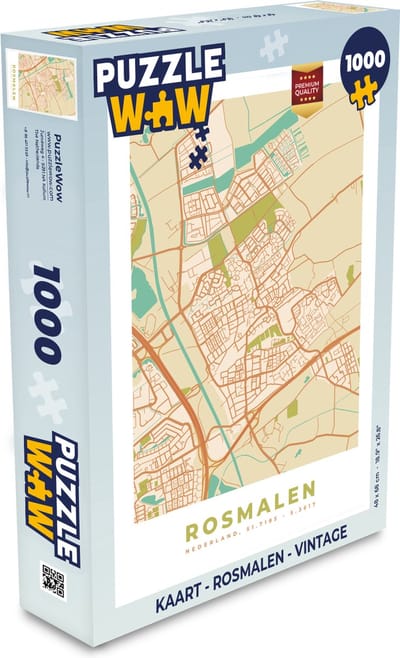 Puzzel Kaart - Rosmalen - Vintage - Legpuzzel - Puzzel 1000 stukjes volwassenen