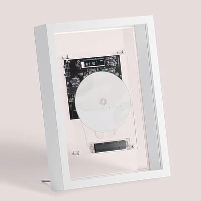 Wandmontage CD Speler - Muziek Decoratie - Muziek Luisteren - Fotolijst Design - Met Afstandsbediening - Wit