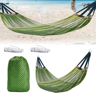 Touw Hangmat - Nylon Net - Buiten Ontspannen - Lichtgewicht & Opvouwbaar - 260 x 130 cm - Groen