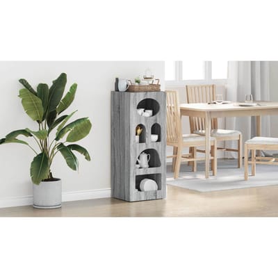 vidaXL - Dressoir - ELST - Grijs - Sonoma - 40 - x - 35 - x - 100,5 - cm - Bewerkt - hout