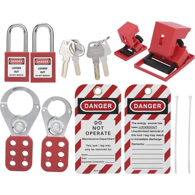 Kit de verrouillage et d'étiquetage multifonctionnel avec cadenas rouge et étiquette d'avertissement red