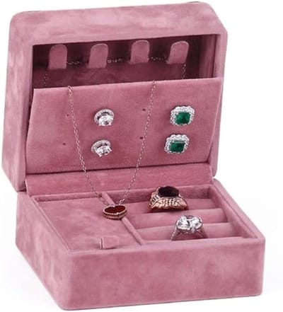 Sieradendoos - Sieradenorganizer - Sieraden opbergen - Zachte flanellen voering - 10.2 x 8.5 x 6.2 cm - Roze
