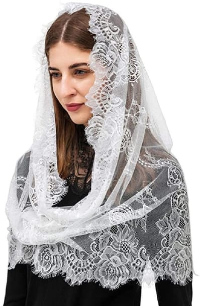 Dailygoods- Bruidssluier 150 cm - Kanten Sluier - Hoofddeksel - Sjaal - Moslim Hoofddoek - Duurzaam Materiaal