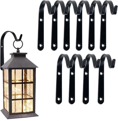 Wandhaak - Wandhaak Plantenhaak - hangmandbeugelhaken - 10 stuks metalen ijzeren plantenhouder -met schroeven - tuinhaken voor het ophangen van heklantaarns, vogelvoeders en windgong（Zwart）