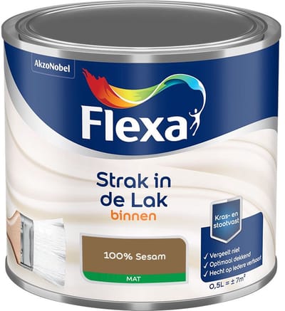Flexa - Strak In De Lak Binnenlak Mat - 100% Sesam - Mengverf - 500 Ml