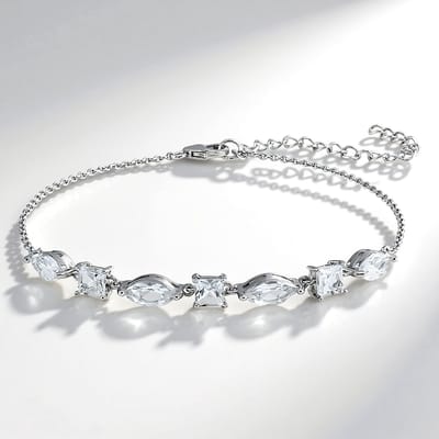 Cavill - Zilveren Armband - 925 Sterling Zilver Gerhodineerd - Witte Topaas Marquise & Princess - 3,604 ct - Verstelbare Damesarmband